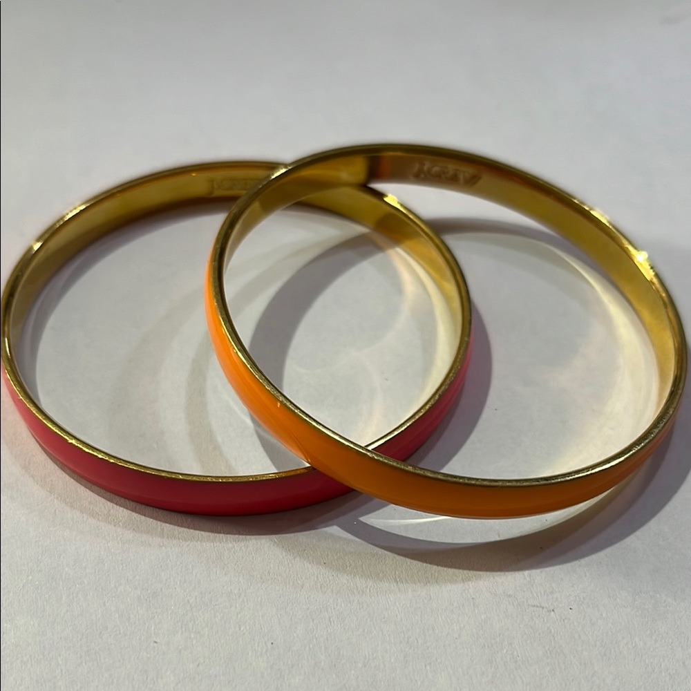 J. Crew Gold and Pink/Orange Bangle Set